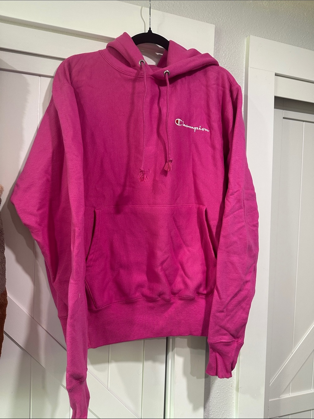 Champion Fuchsia Pullover Hoodie with Script Logo
